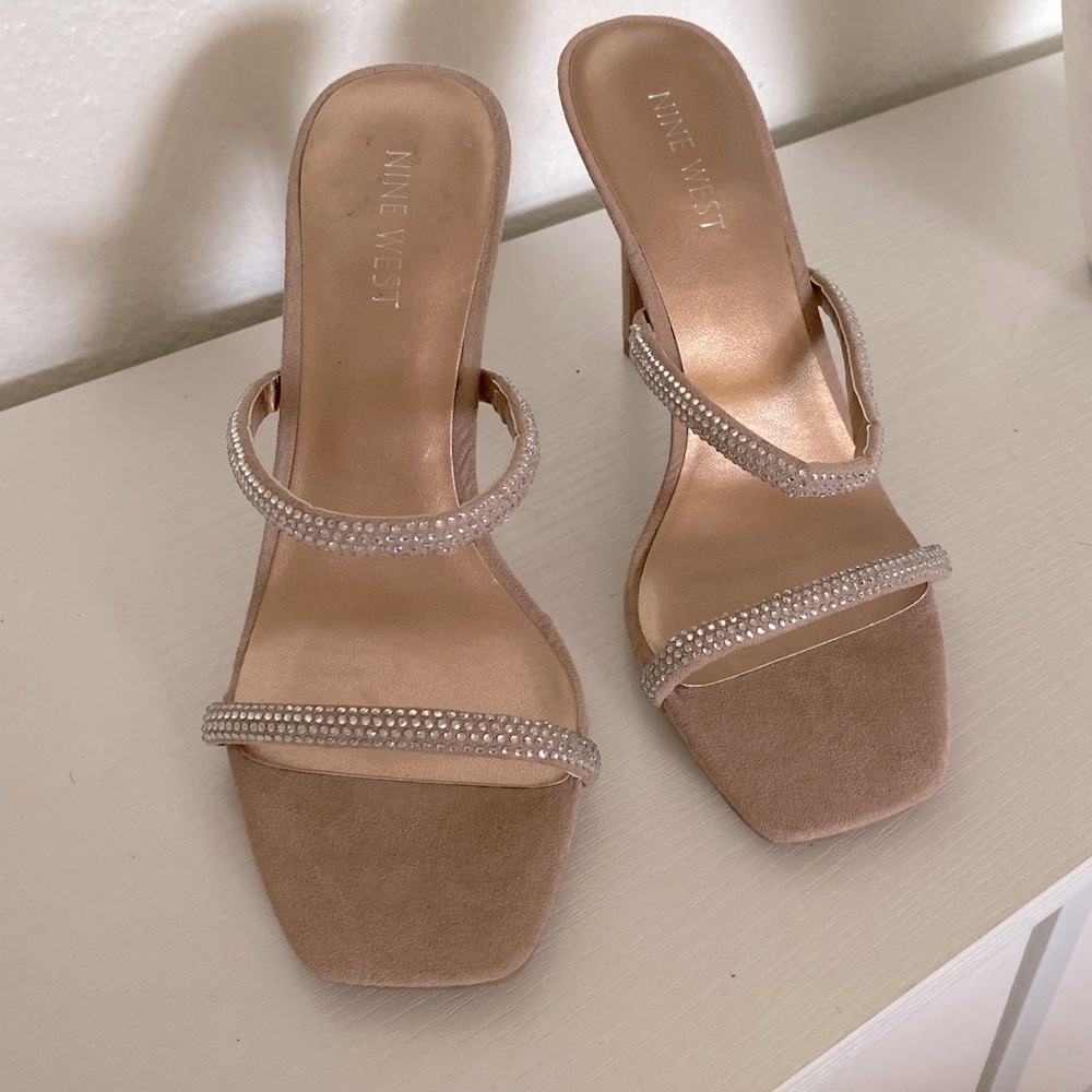 Taupe Diamond Strappy Heels